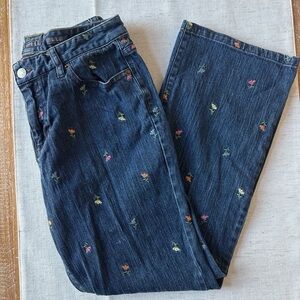Vintage Liz Claiborne Women’s Bootcut Jeans Colorful Floral Embroidery Size 10